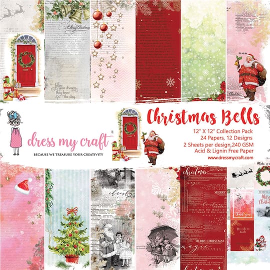 Dress My Craft&#xAE; Christmas Bells Single-Sided Paper Pad, 12&#x22; x 12&#x22;